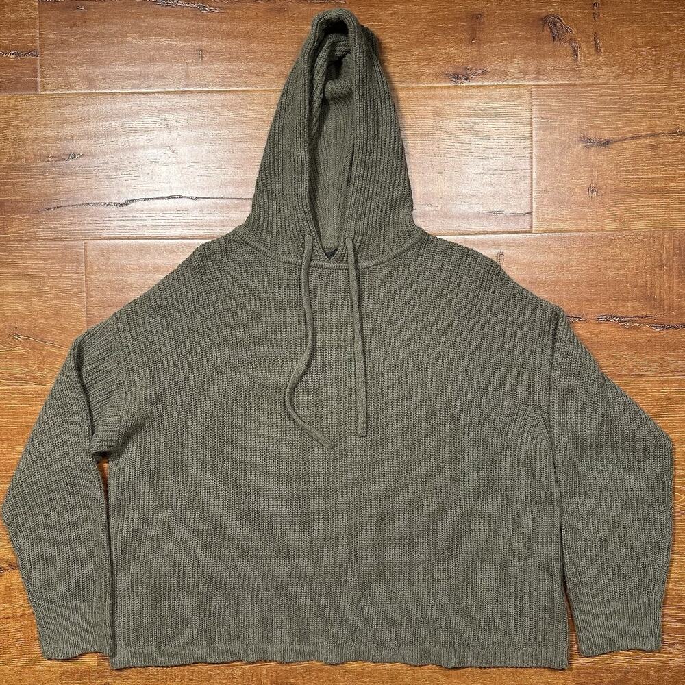 Jenni Kayne Oversized Hoodie Sweater Womens S Green Baby Alpaca Merino Wool